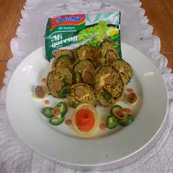 Spinach Mie Cabe Ijo Rolled