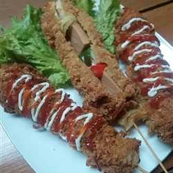 Sate sosis mozzarella lilit mie goreng