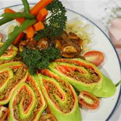 INDOMIE AGLIO OLIO RAINBOW ROLL WITH CHICKEN & MUSHROOM BBQ