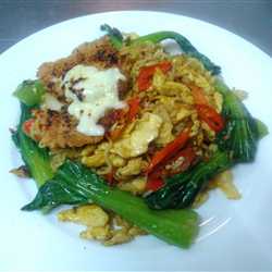 Indomie aglio e Lio with chicken Mozarella