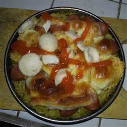 indomie soto panggang dengan keju mozarella,sosis dan chicken katsu