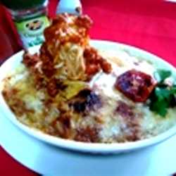 cheesebaked noodle bolognaise sauce/ mie keju panggang saus bolognaise