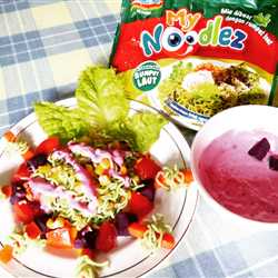 Mixes Salad Indomie with Purple Yam Sauce