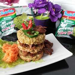 Burger Mie teriyaki cabe ijo 