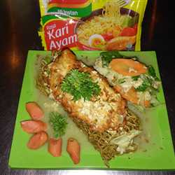 Indomie garing steak kuah kari