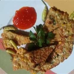 Omelet si jamil (Omelet isi jagung mie dan loncang)