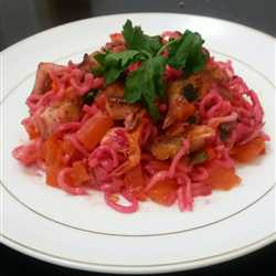 Dragon fruit noodle with rica rica and tuna