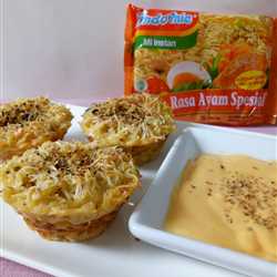 Indomie cheesy attack muffin With honey mustard dipping sauce